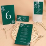 Winietki ślubne na stoły z motywem delikatnej gipsówki - Emerald - PRÓBKA